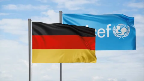 UNICEF and Germany flag Video stock 245111482
