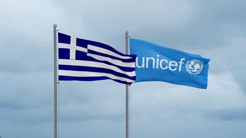 UNICEF and Greece flag