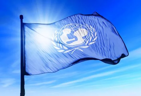 Unicef flag waving on the wind Stock Illustration