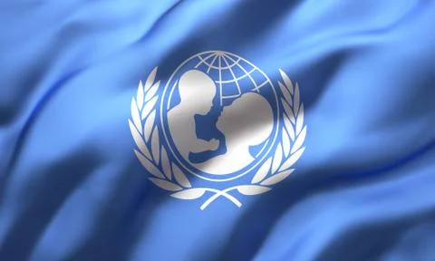 UNICEF flag waving in the wind Stock Illustration