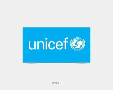 UNICEF Rectangle flag icon with shadow. Illustrazione stock