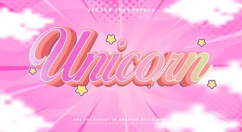 Unicorn 3d editable text effect template Stock Illustration