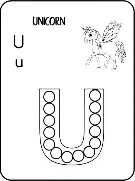 Unicorn abc animals dot markers activity Pages Illustrazione stock