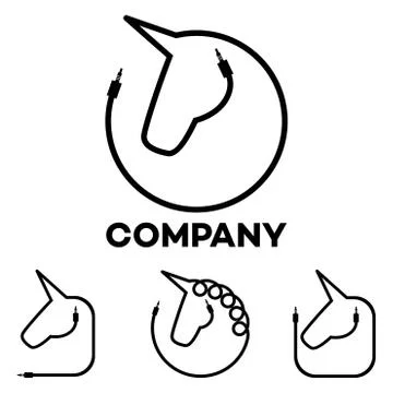 Unicorn and cable logo Stock Illustration