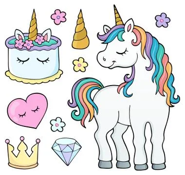 Unicorn and objects theme image Illustrazione stock