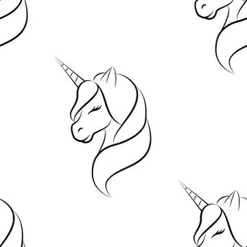 Unicorn. Art Line. Pattern. Seamless vector illustration. Line. Flat. Stock Illustration