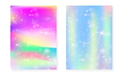 Unicorn background with kawaii magic gradient. Princess rainbow Stock Illustration