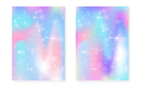 Unicorn background with kawaii magic gradient. Princess rainbow Stock Illustration