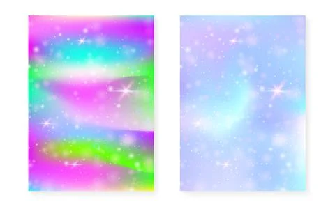 Unicorn background with kawaii magic gradient. Princess rainbow Stock Illustration