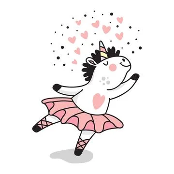 Unicorn ballerina dancing in a tutu vector illustration Stock Illustration