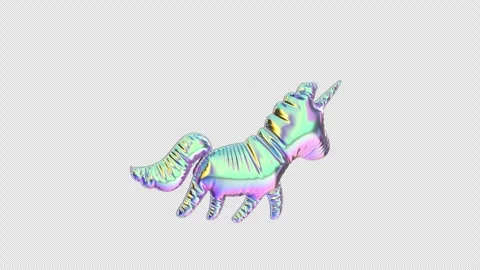 Unicorn Balloon Iridescent Icon On Alpha Loop Stock Footage 302765375