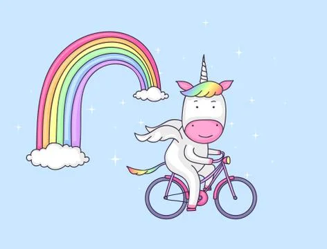 Unicorn on a bicycle Stock Illustration
