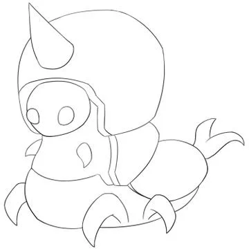 Unicorn Bug Line Art - Creature Design 스톡 일러스트