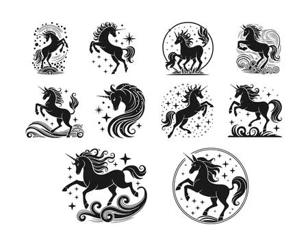 Unicorn Bundle with Cute Unicorn Designs for Kids and Fantasy Apparel 7 Illustrazione stock