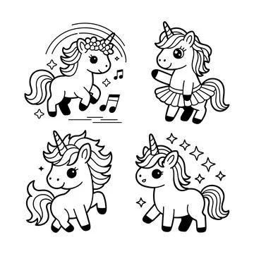 Unicorn Bundle with Cute Unicorn Designs for Kids and Fantasy Apparel d Stock Illustration
