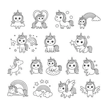 Unicorn Bundle with Cute Unicorn Designs for Kids and Fantasy Apparel f Stock Illustration