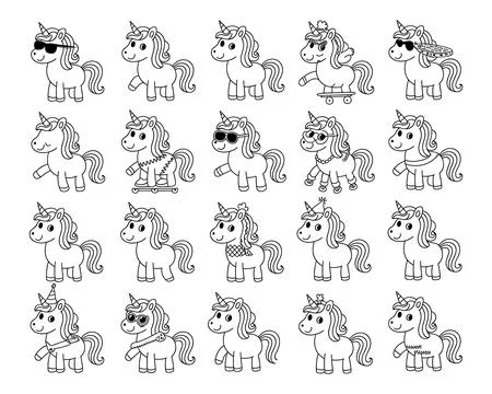 Unicorn Bundle with Cute Unicorn Designs for Kids and Fantasy Apparel r Stock Illustration