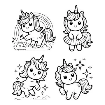 Unicorn Bundle with Cute Unicorn Designs for Kids and Fantasy Apparel t Stock Illustration