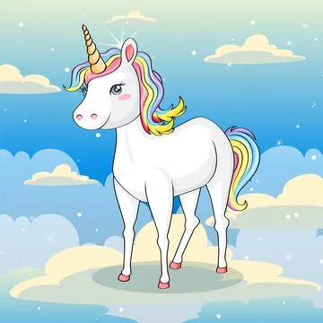 Unicorn on the cloud in the sky Stock Illustration