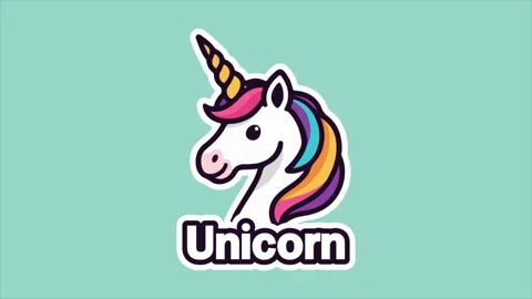 Unicorn colorful logo Stock Footage 330015375