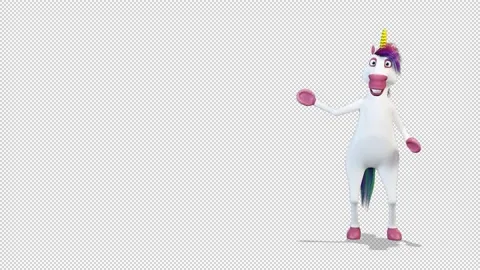 Unicorn comes out from the right side of the screen and greeting 库存影片 165024986
