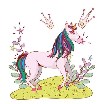 Unicorn with crown Stock Illustration