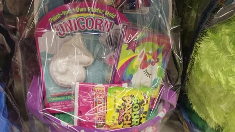 Unicorn Easter Product Set Retailer Merchandise Bag Vídeo Stock 237280336