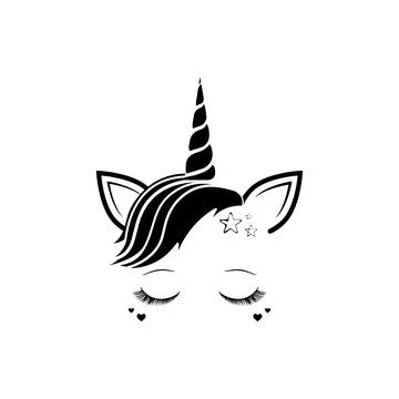 Unicorn with eyelashes. Stock Illustration