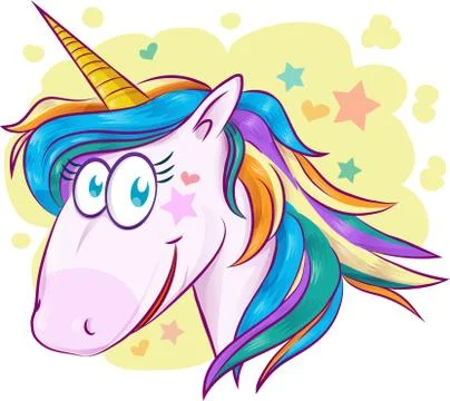 Unicorn face cartoon on background . vector illustration Stock Illustration