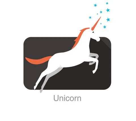 Unicorn face flat icon design, vector illustration Stock-Illustration