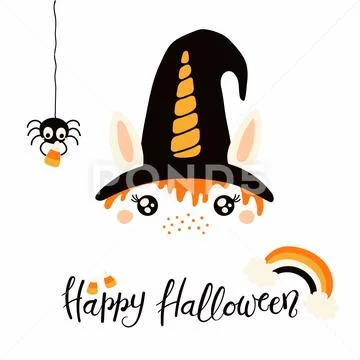 Unicorn face Halloween decoration Stock Illustration