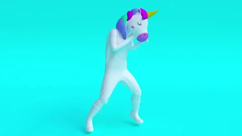 Unicorn fighting against a person. Loop animation with Alpha Mask 4k animation Stock Footage 135287267