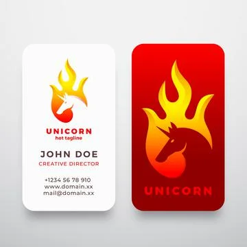 Unicorn in a Flame Shape Abstract Vector Sign, Symbol or Logo and Business Card Illustrazione stock