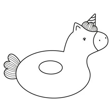 Unicorn float doodle style Stock Illustration