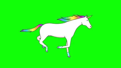 Unicorn Galloping on green screen animation (Chroma key) Stock Footage 310153221