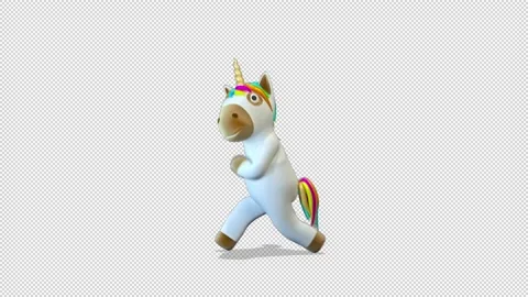 Unicorn happy walk Video Loop and Alfa Channel 库存影片 163288795