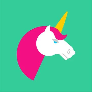 Unicorn head isolated. Muzzle is magical white horse with horn. Stock Illustration
