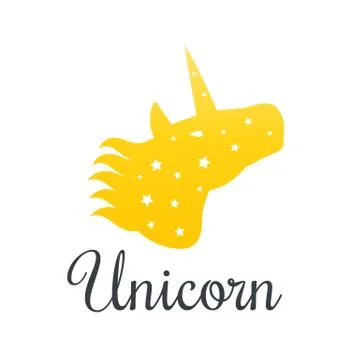 Unicorn head over white Stock Illustration