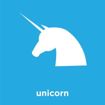 Unicorn icon isolated on blue background Stock Illustration