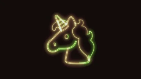 Unicorn Icon Neon Seamless Loop 4K (Black Background) Stock Footage 310361227