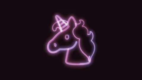 Unicorn Icon Neon Seamless Loop with Black Background 4K Video stock 311303842