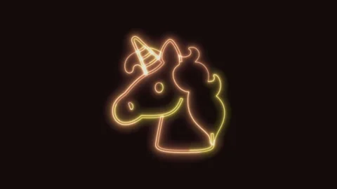 Unicorn Icon Neon Seamless Loop with Black Background 4K Stock Footage 311433115
