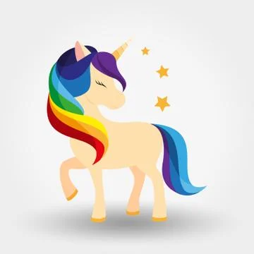 Unicorn. Icon. Rainbow mane. Vector illustration. Flat design style Stock Illustration