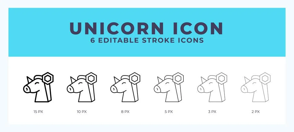 Unicorn icon. Regular line. Thin line. Bold line. Vector illustration. Stock Illustration