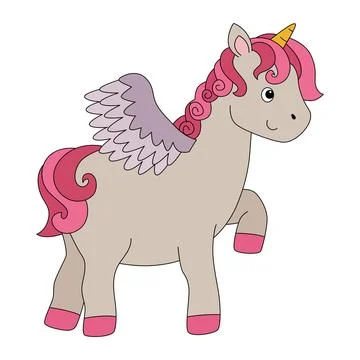 Unicorn jumping isolated on a white background Stock Illustration