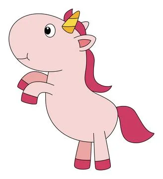 A unicorn in jumping on a white background Stock Illustration