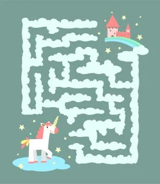 Unicorn in the labyrinth Stock Illustration