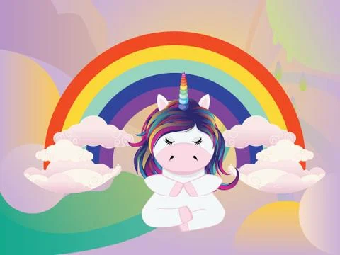 Unicorn in lotus pose Ilustração Stock