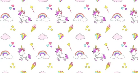 Unicorn magic design seamless pattern Stock Footage 130165084