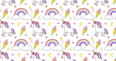 Unicorn magic seamless pattern Stock Footage 130165180